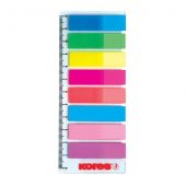 Index autoadeziv din plastic 12 x 45 mm, 8 culori /set, Kores