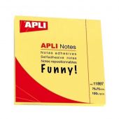 Notes autoadeziv, Apli galben, 100 file - funny
