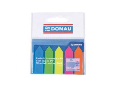 Index autoadeziv din plastic 42 x 12 mm, 5 culori /set, Donau