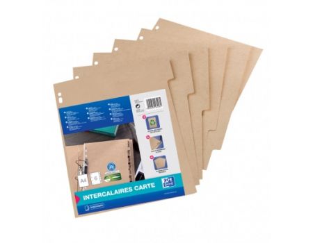 Separatoare carton reciclat, A4, 6 buc/set, OXFORD Touareg - bej natural