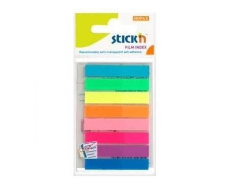 Index plastic color 45 x 8 mm, 8 x 20 file/set, Stick"n