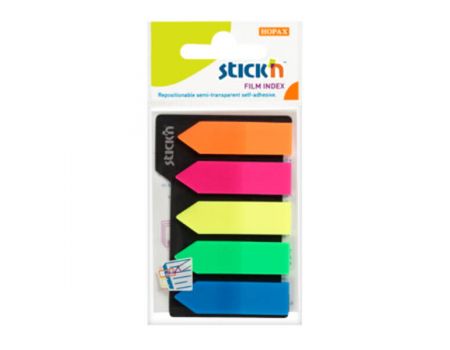Index plastic color 42 x 12 mm, 5 x 25 file/set, Stick"n