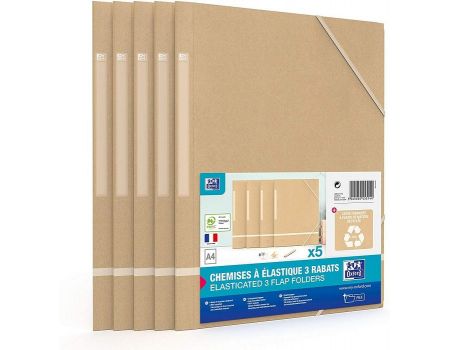 Mapa carton reciclat, 5 buc/set, OXFORD Touareg - kraft/alb