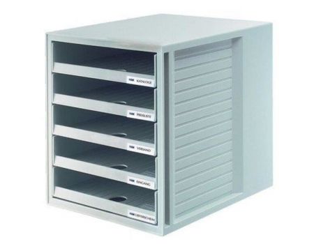 Suport plastic cu 5 sertare, HAN (open), gri deschis​